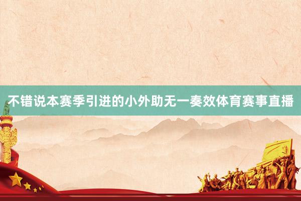 不错说本赛季引进的小外助无一奏效体育赛事直播