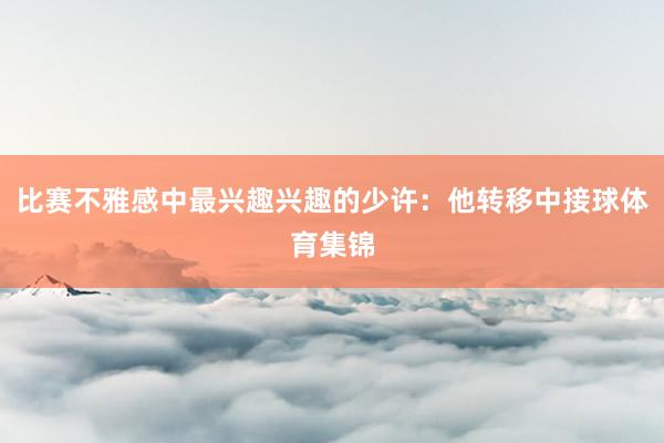 比赛不雅感中最兴趣兴趣的少许:他转移中接球体育集锦