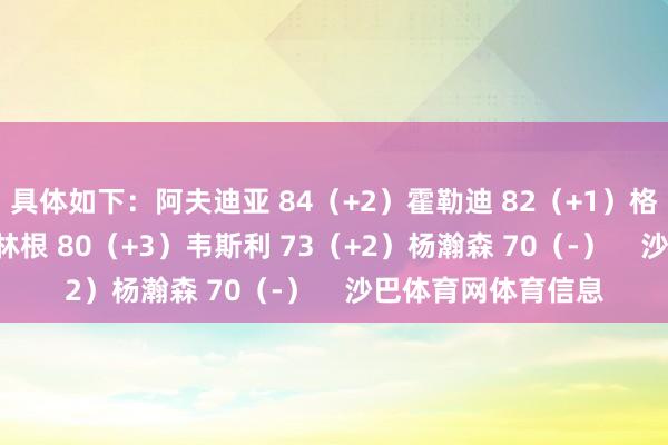 具体如下：阿夫迪亚 84（+2）霍勒迪 82（+1）格兰特 81（+2）克林根 80（+3）韦斯利 73（+2）杨瀚森 70（-）    沙巴体育网体育信息