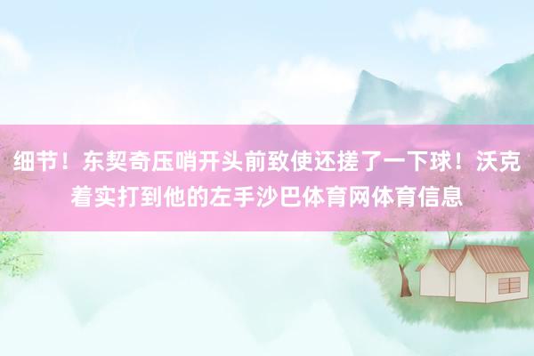 细节！东契奇压哨开头前致使还搓了一下球！沃克着实打到他的左手沙巴体育网体育信息