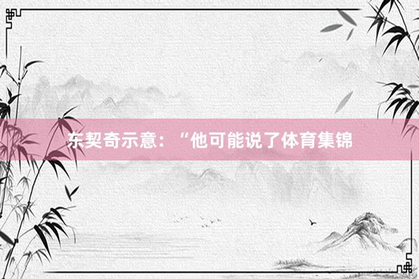 东契奇示意：“他可能说了体育集锦