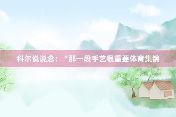 科尔说说念:“那一段手艺很重要体育集锦