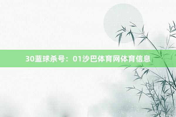 30　　蓝球杀号：01沙巴体育网体育信息