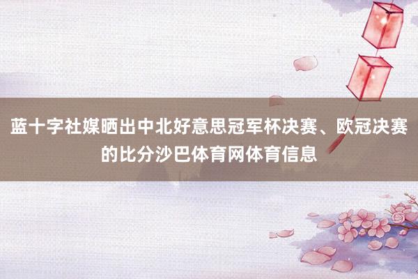 蓝十字社媒晒出中北好意思冠军杯决赛、欧冠决赛的比分沙巴体育网体育信息