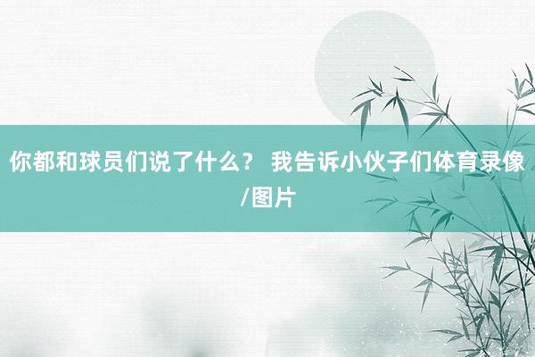 你都和球员们说了什么？ 我告诉小伙子们体育录像/图片