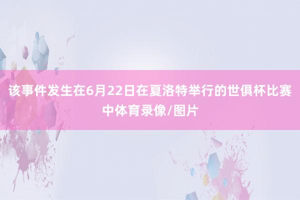 该事件发生在6月22日在夏洛特举行的世俱杯比赛中体育录像/图片