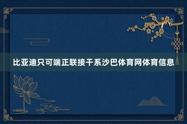 比亚迪只可端正联接干系沙巴体育网体育信息