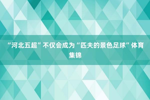 “河北五超”不仅会成为“匹夫的景色足球”体育集锦