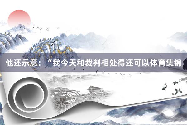 他还示意:“我今天和裁判相处得还可以体育集锦