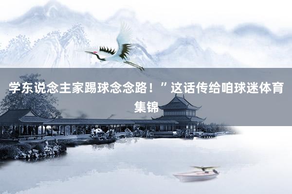 学东说念主家踢球念念路！”这话传给咱球迷体育集锦