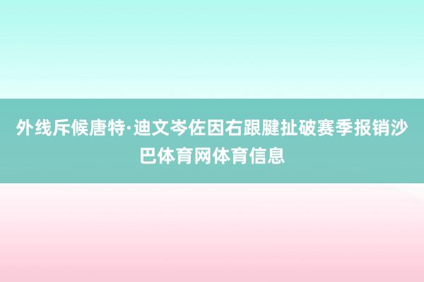 外线斥候唐特·迪文岑佐因右跟腱扯破赛季报销沙巴体育网体育信息